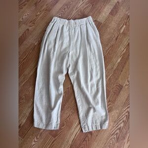 Elizabeth Suzann Linen Pants XL Natural Wide Crop Elastic Waist